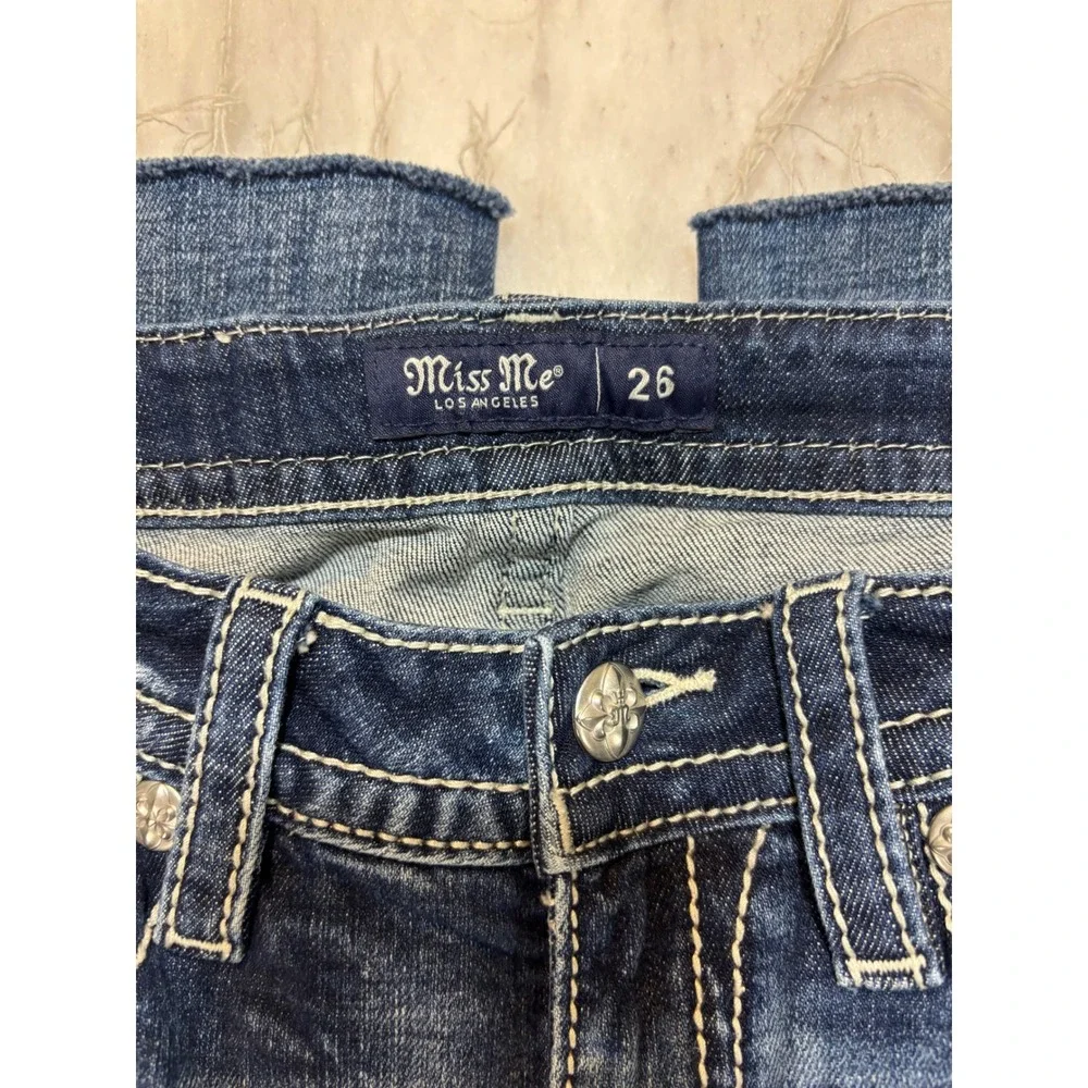 Miss Me Jeans Womens Bootcut Embellished Pocket Blue Denim‎ Size 26 - Picture 11 of 14
